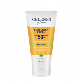Celenes by Sweden Herbal Anti Aging Sunscreen Cream SPF50+ Krem przeciwsłoneczny do opalania wodoodporny 50ml