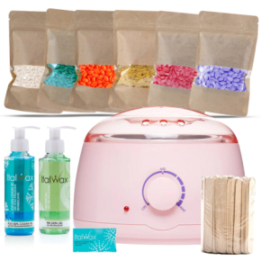 ItalWax Zestaw do depilacji - podgrzewacz Pink 100W + 6x wosk twardy 100g + preparat przed i po depilacji + talk + szpatułki