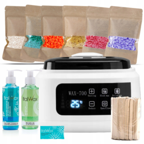 ItalWax Zestaw do depilacji - podgrzewacz WAX-700 120W + 6x wosk twardy 100g + preparat przed i po depilacji + talk + szpatułki