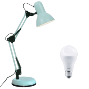Lampka kosmetyczna biurkowa z regulowanym ramieniem miętowa + żarówka 10W