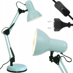 Lampka kosmetyczna biurkowa z regulowanym ramieniem miętowa + żarówka 10W