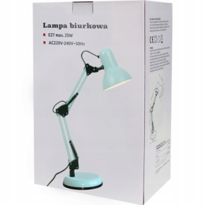 Lampka kosmetyczna biurkowa z regulowanym ramieniem miętowa + żarówka 10W