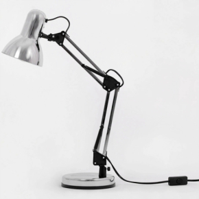 Lampka kosmetyczna biurkowa z regulowanym ramieniem srebrna + żarówka 10W