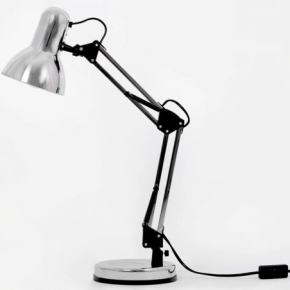 Lampka kosmetyczna biurkowa z regulowanym ramieniem srebrna + żarówka 10W