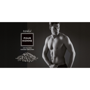 ItalWax Pour Homme Film Wax Czarny metaliczny wosk twardy w granulkach do depilacji bezpaskowej dla mężczyzn 100g (opakowanie eko)