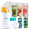 ItalWax Zestaw do depilacji paskowej - podgrzewacz z bazą iWax biało-żółty + 3x wosk w rolce 100ml + preparaty + paski + talk - 1