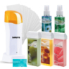 ItalWax Zestaw do depilacji paskowej - podgrzewacz z bazą iWax biało-żółty + 3x wosk w rolce 100ml + preparaty + paski + talk - 16