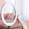 Lampa pierścieniowa LED ZD150 240W średnica 45cm, 3 barwy światła, statyw 210cm, z pilotem czarna - 5
