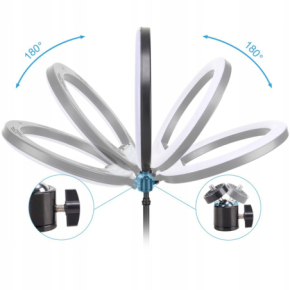 Lampa pierścieniowa LED ZD150 240W średnica 45cm, 3 barwy światła, statyw 210cm, z pilotem czarna