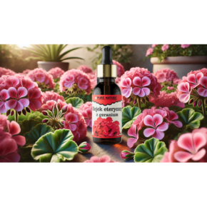Pure Natura Olejek eteryczny z geranium Naturalny olejek eteryczny antyseptyczny, przeciwbakteryjny, przeciwwirusowy, przeciwzapalny, relaksujący 30ml