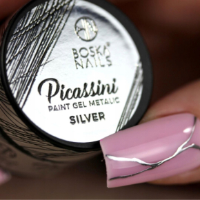 Boska Nails Picassini Paint Gel Metalic Silver Żel do zdobień 5ml