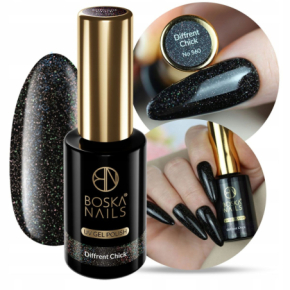 Boska Nails Up Divina 560 Diffrent Chick Czarny z drobinkami holo lakier hybrydowy 10ml