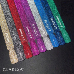 Claresa Starlight 7 niebieski brokatowy lakier hybrydowy do paznokci z efektem flash 5g