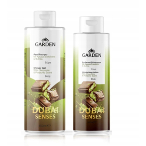Dubai Senses Luksusowy zestaw - pielęgnacja o zapachu czekolady i pistacji: żel pod prysznic 400ml + balsam do ciała 300ml