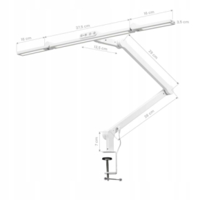 Lampa kosmetyczna bezcieniowa do zabiegów manicure mocowana do blatu Glow L03 biała