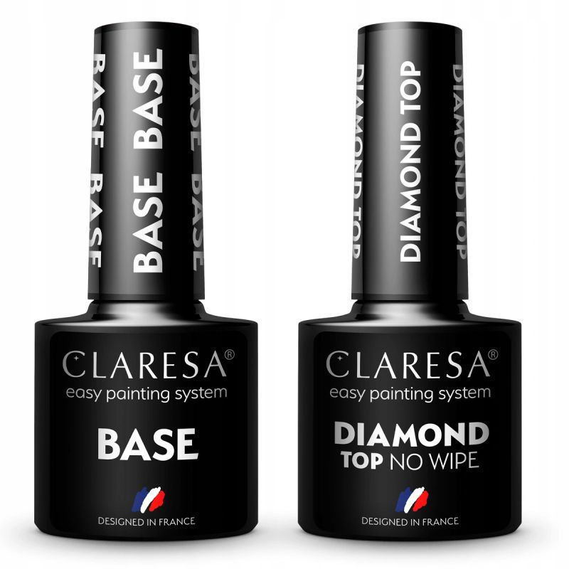 2x Claresa lakier hybrydowy TOP DIAMOND NO WIPE 5g + BASE 5g