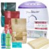 Zestaw do depilacji woskiem w dropsach i puszce ProWax 100 + 2 x wosk + 2 x żel + szpatułki + paski + talk - 1