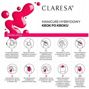 ZESTAW 10 Claresa lakier hybrydowy top baza ozdoby kolory do wyboru