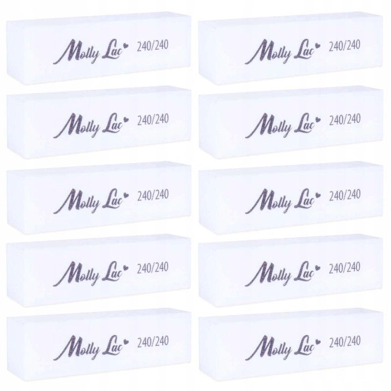 10x Molly Lac Blok polerski do paznokci kostka 240/240 biały