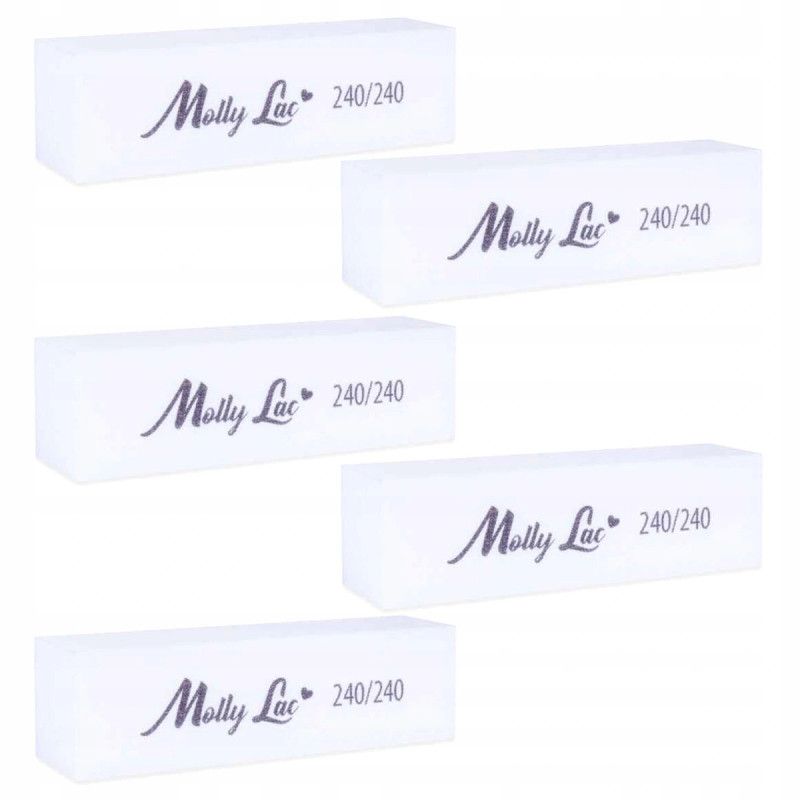 5x Molly Lac Blok polerski do paznokci kostka 240/240 biały