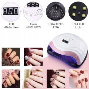 Bardzo mocna lampa UV LED do paznokci hybrydowych ALL4LIGHT V7 168W manicure pedicure