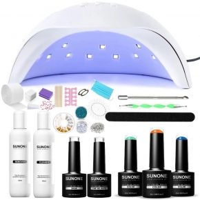 Zestaw do hybryd lampa Smart 48W  3x lakier hybrydowy Sunone kolory do wyboru  preparaty  akcesoria