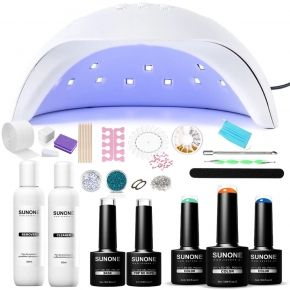 Zestaw do hybryd lampa Smart 48W  3x lakier hybrydowy Sunone kolory do wyboru  preparaty  akcesoria