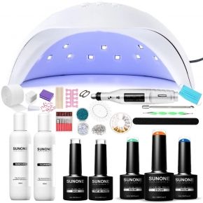 Zestaw do hybryd lampa Smart 48W  3x lakier hybrydowy Sunone kolory do wyboru  preparaty  akcesoria