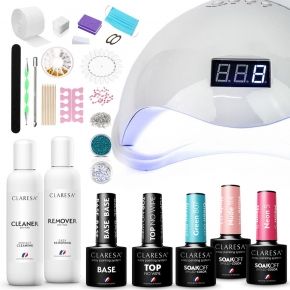 Zestaw do hybryd lampa UV/LED 48W  3x lakier hybrydowy Claresa kolory do wyboru  preparaty  akcesoria