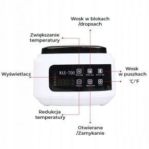 Zestaw do depilacji ItalWax  podgrzewacz do wosku Wax700 120W  6x wosk twardy w dropsach 100g  żele  szpatuł