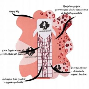 Allepaznokcie Szablony formy do przedłużania paznokci panterka szpic sztylet 50 sztuk