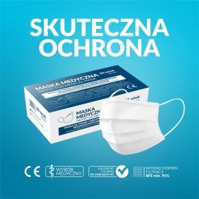 Maska medyczna Protective Medical Mask maseczka jednorazowa niebieska 50 sztuk