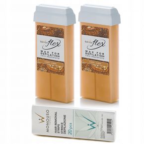 21 Zestaw ItalWax do depilacji 2x wosk w rolce Amber Flex paski