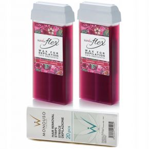 21 Zestaw ItalWax do depilacji 2x wosk w rolce Raspberry Flex malinowy  paski