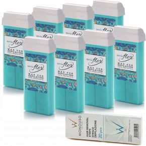 Depilacja 8x wosk elastyczny ItalWax FLEX AQUAMARINE plus paski