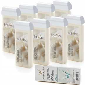 Depilacja 8x wosk w rolce ItalWax Biała Czekolada 100g  paski 20 sztuk