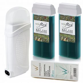 Depilacja zestaw 2x wosk ItalWax Algae Algi Flex podgrzewacz paski