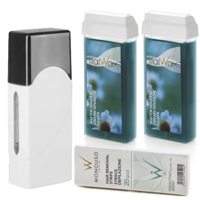 Depilacja zestaw 2x wosk ItalWax Azulen Flex podgrzewacz paski
