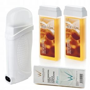 Depilacja zestaw 2x wosk ItalWax Honey Flex podgrzewacz paski