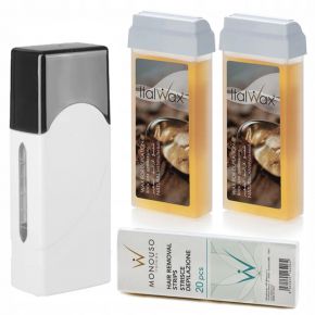 Depilacja zestaw 2x wosk ItalWax Natural Flex podgrzewacz paski