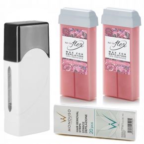 Depilacja zestaw 2x wosk ItalWax Rose Flex podgrzewacz paski