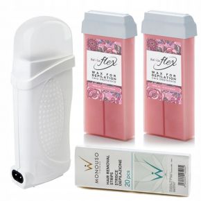 Depilacja zestaw 2x wosk ItalWax Rose Flex podgrzewacz paski