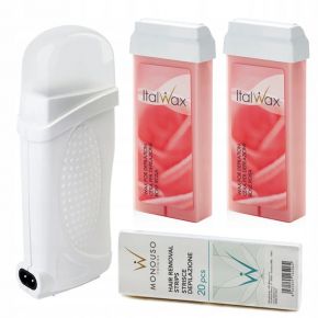 Depilacja zestaw 2x wosk ItalWax Rose podgrzewacz paski
