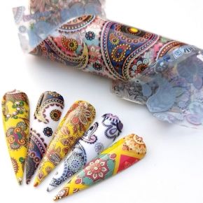 Folia transferowa 100 cm retro paisley nr 5  folia do zdobień lakierów hybrydowych żeli UV i akrylu