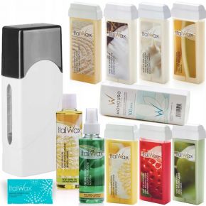 Zestaw AROMA do depilacji ciała 7x wosk ItalWax rolka PODGRZEWACZ olejek paski talk