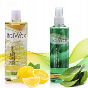 Zestaw AROMA do depilacji ciała 7x wosk ItalWax rolka PODGRZEWACZ olejek paski talk
