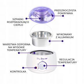 Zestaw do depilacji bezpaskowej 2x 400ml wosk ItalWax w puszce PODGRZEWACZ paski szpatułki kosmetyki talk pask