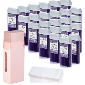Zestaw do depilacji ItalWax 24x wosk w rolce Flex Wine podgrzewacz Single Fo 40W paski