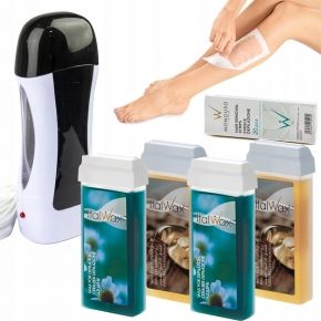 Zestaw do depilacji ItalWax 4x wosk w rolce mocny podgrzewacz czarny paski