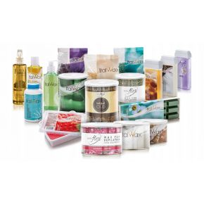 Zestaw do depilacji ItalWax wosk twardy 500g White Chocolate biała czekolada  płyny  szpatułki  talk